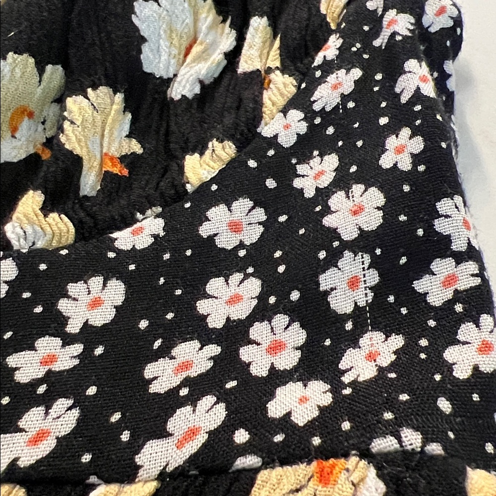 Free People Black Smocked Floral Sundress with Cream/Yellow Accents size XSmall - Picture 13 of 15